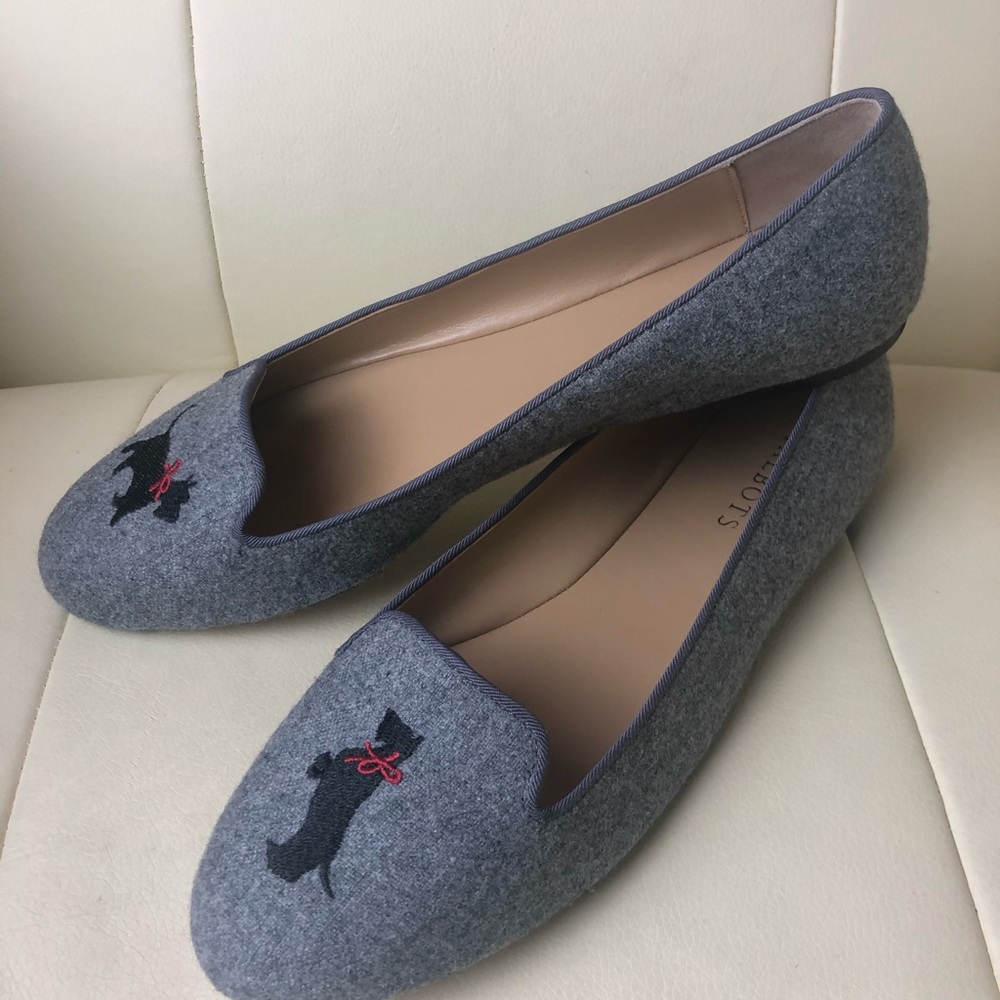 talbots shoes 8 Gray Flats Scottish Terrier loafer